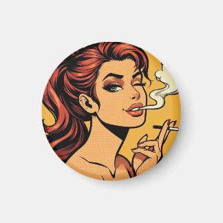 Girl Stoner | Comic book pop art | Smoking lovers Magneet