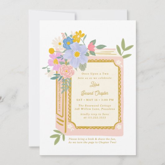 Girl Storybook 2nd Birthday Invitation  (Devant)