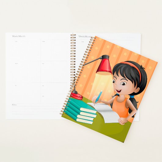 Girl Studying at Desk Doing Homework