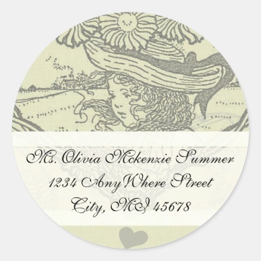 Girl Sunflower Return-adreslabel Ronde Sticker (Voorkant)