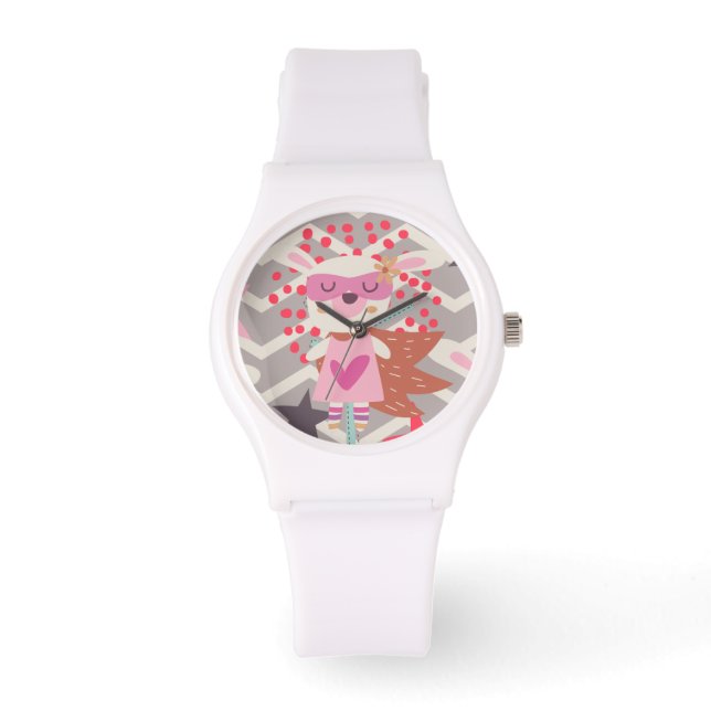 Girl Superheld Bunny Horloge (Voorkant)