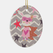Girl Superheld Bunny Keramisch Ornament (Rechts)