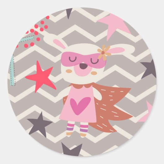 Girl Superheld Bunny Ronde Sticker (Voorkant)