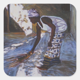 Girl Sweeping I 2002 Vierkante Sticker