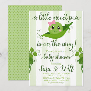 Girl Sweet Pea Pod Baby shower Invite Kaart