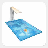 Girl Swimming Vierkante Sticker (Voorkant)