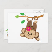 Girl Swinging Monkey Briefkaart (Voorkant / Achterkant)