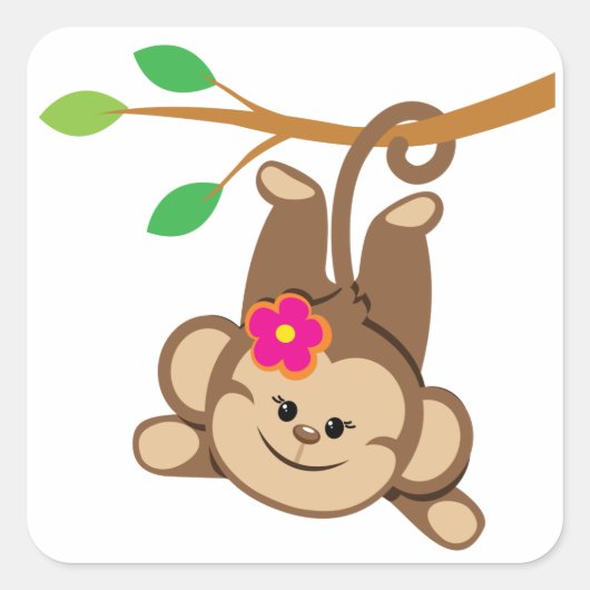 Girl Swinging Monkey Vierkante Sticker (Voorkant)