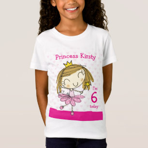 GIRL T-SHIRT-leeftijd 6 schattige roze prinses 6e T-shirt