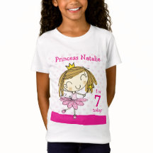 GIRL T-SHIRT Leeftijd 7 schattige roze prinses 7e 
