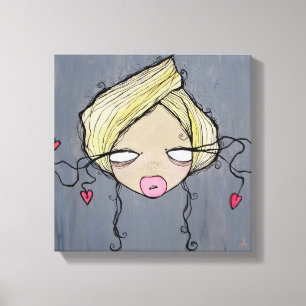 "Girl Talk" Wrapped Canvas, 12"x12" Canvas Afdruk