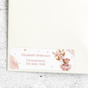 Girl Teddy Bear Balloon Wake Baby shower Etiket