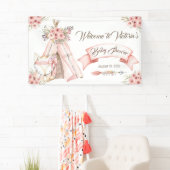 Girl TeePee Fox Baby shower Banner (Insitu)