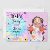Girl Tie Dye Anniversaire Fête Photo Invitation (Devant)
