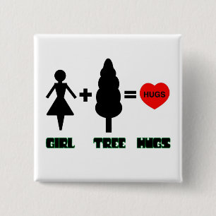 Girl+Tree=Hugs Vierkante Button 5,1 Cm