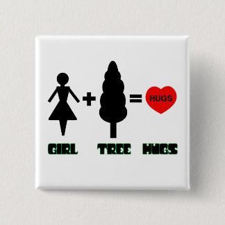 Girl+Tree=Hugs Vierkante Button 5,1 Cm