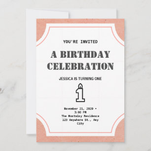 Girl Turing one Simple Elegant 1st Birthday Kaart