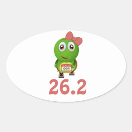Girl Turtle 26.2 (marathon) Ovale Sticker