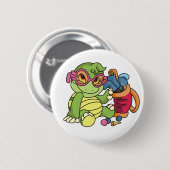 Girl Turtle Golfer Tshirts en Gifts Ronde Button 5,7 Cm (Voorkant /achterkant)