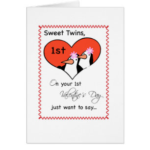 Girl Twins 1er Saint Valentin mignonne Penguin