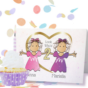 Girl Twins 2e persoonlijke Birthday Kaart
