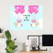 Girl Twins Baby shower Poster (Thuiskantoor)