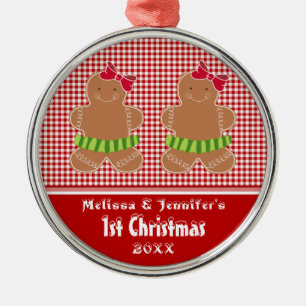 Girl Twins Baby's Eerste kerstsieraad Metalen Ornament