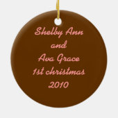 Girl Twins First Kerstornament Keramisch Ornament (Achterkant)