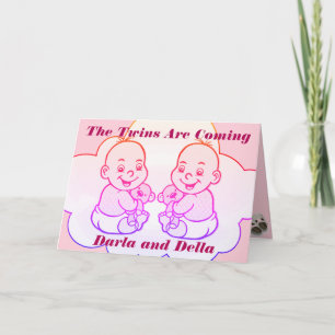 Girl Twins komt met Baby shower Card