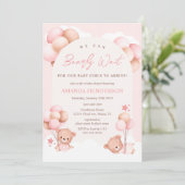 Girl Twins Teddy Bear Baby shower Invitation (Debout devant)