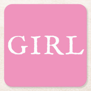 Girl Typography Pink Baby Girl Baby shower Vierkante Kartonnen Onderzetter