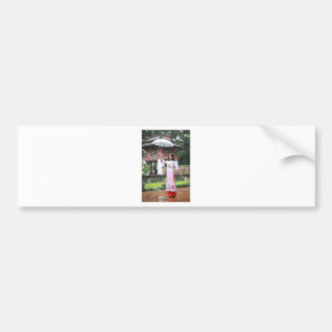 Girl Umbrella Asian Rain Woman Bumpersticker