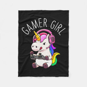 Girl Unicorn Gaming Cute Video Game Gift Women Gir Fleece Deken