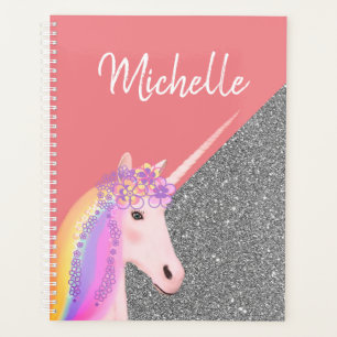 Girl Unicorn Parties scintillant rose argent perso