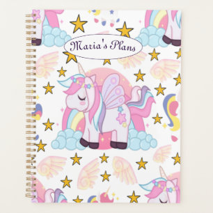 Girl Unicorn Rainbow Stars Nom personnalisé