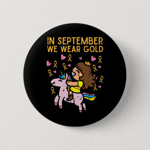 Girl Unicorn September Draag Gold Childhood Cancer Ronde Button 5,7 Cm