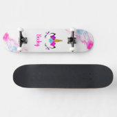 Girl Unicorn skateboard avec nom (Horz)