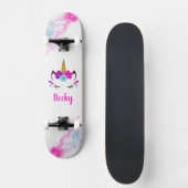 Girl Unicorn skateboard avec nom (Recto)