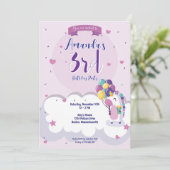 Girl Unicorn Theme Anniversaire Invitation (Debout devant)
