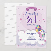 Girl Unicorn Theme Anniversaire Invitation (Devant / Derrière)