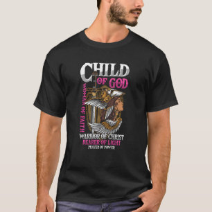 Girl Warrior God Faith Child Christus Light Prayer T-shirt