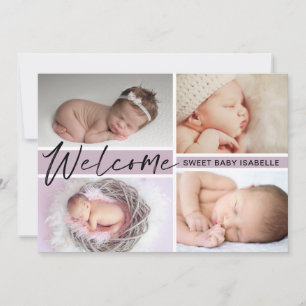 Girl Welcome Sweet Baby Foto Collage Birth Aankondiging