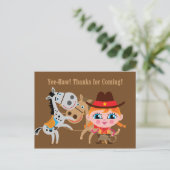 Girl Western Wild West Merci d'anniversaire Carte (Debout devant)