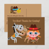 Girl Western Wild West Merci d'anniversaire Carte (Devant / Derrière)