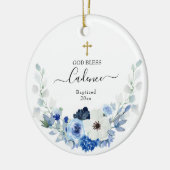 Girl White blue Floral Baptized Ceramic Ornament (Links)