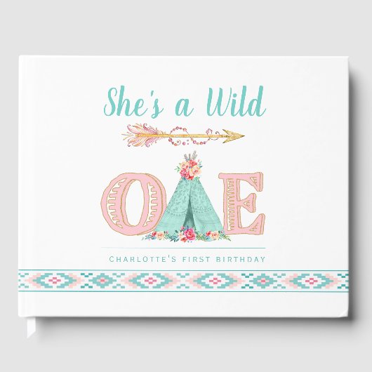 Girl Wild One First Birthday Party Livre d'invités (Recto)