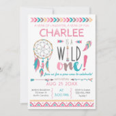 Girl Wild One Tribal Birthday Boho Invitation (Devant)