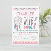 Girl Wild One Tribal Birthday Boho Invitation (Debout devant)