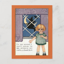 Girl Window Witch Crescent Moon Bat Briefkaart