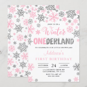 Girl Winter Onederland First Birthday Invitation Kaart